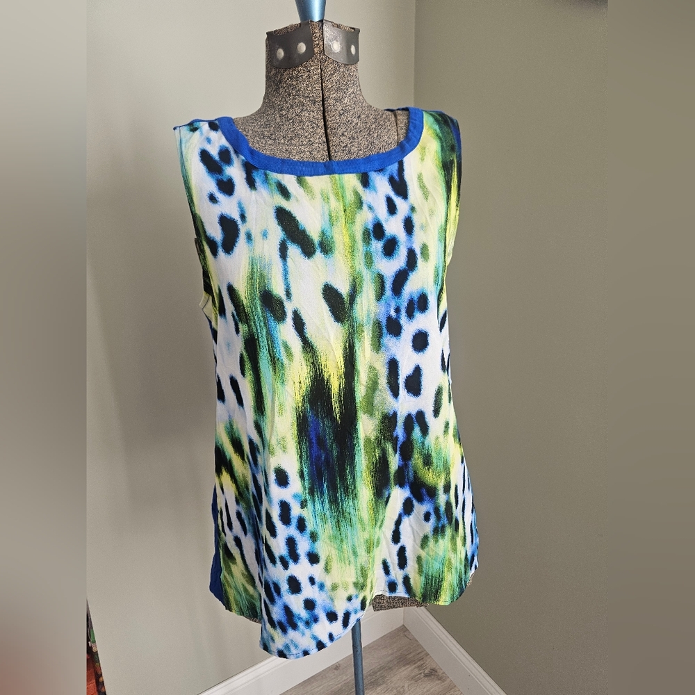 Vibrant Blue and Green Animal Print Top